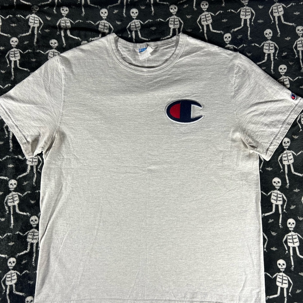 Champion Light Gray Men's T-Shirt with Embroidered Logo